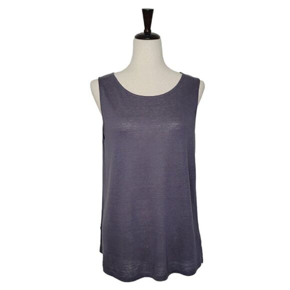 Catherine Malandrino Gray Linen Chiffon Flutter Back Sleeveless Blouse Size M - Picture 1 of 10